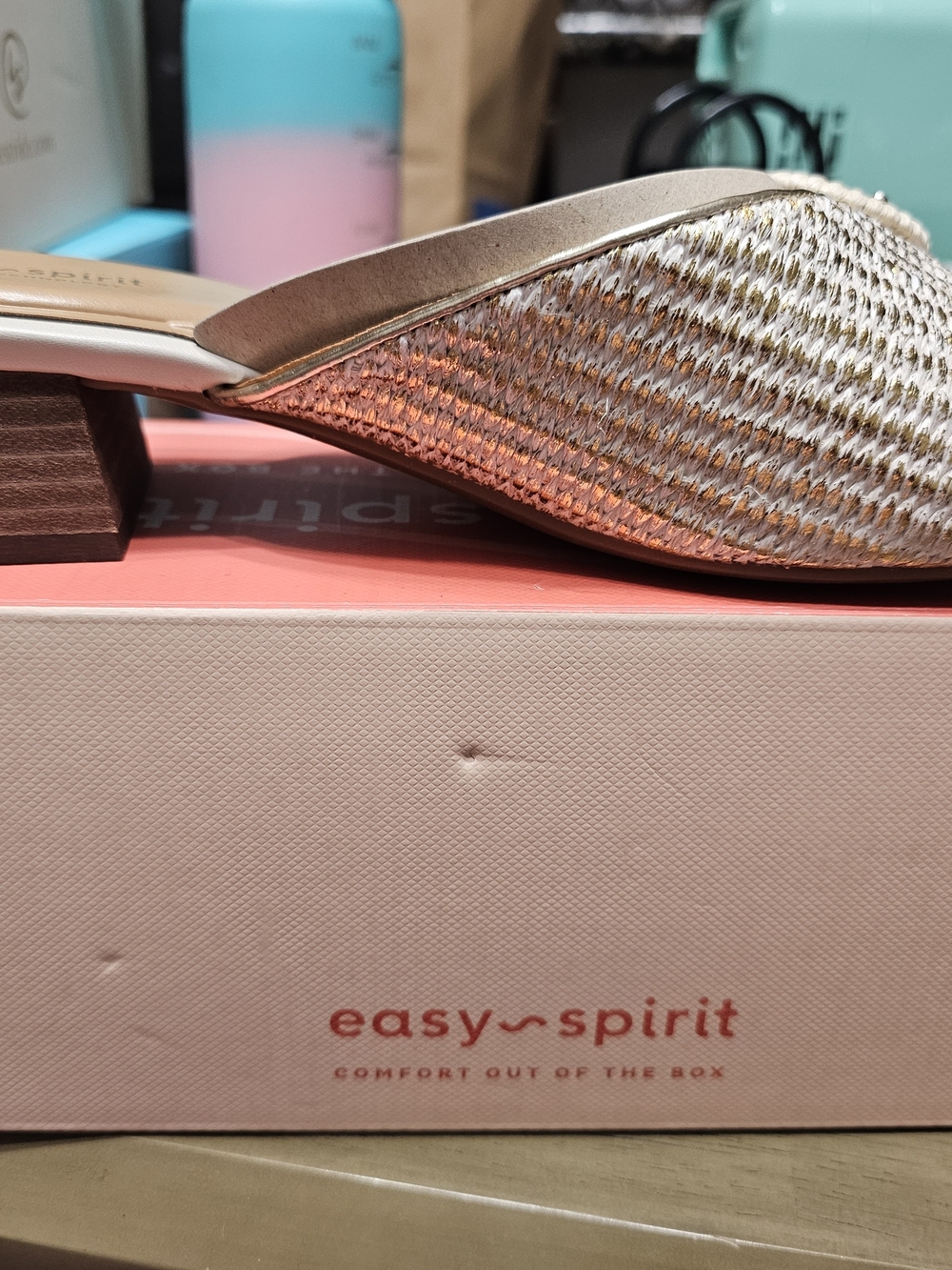 Easy Spirit Women's Metallic Gold Woven Slip-On Mule